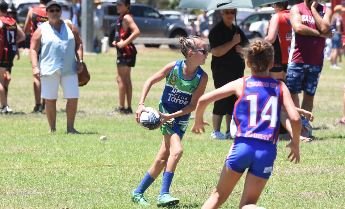 Taree's Lillianah Williams looks for support during the under 12 clash against Newcastle during the Northern Eagles championships played at Taree Recreation Centre.