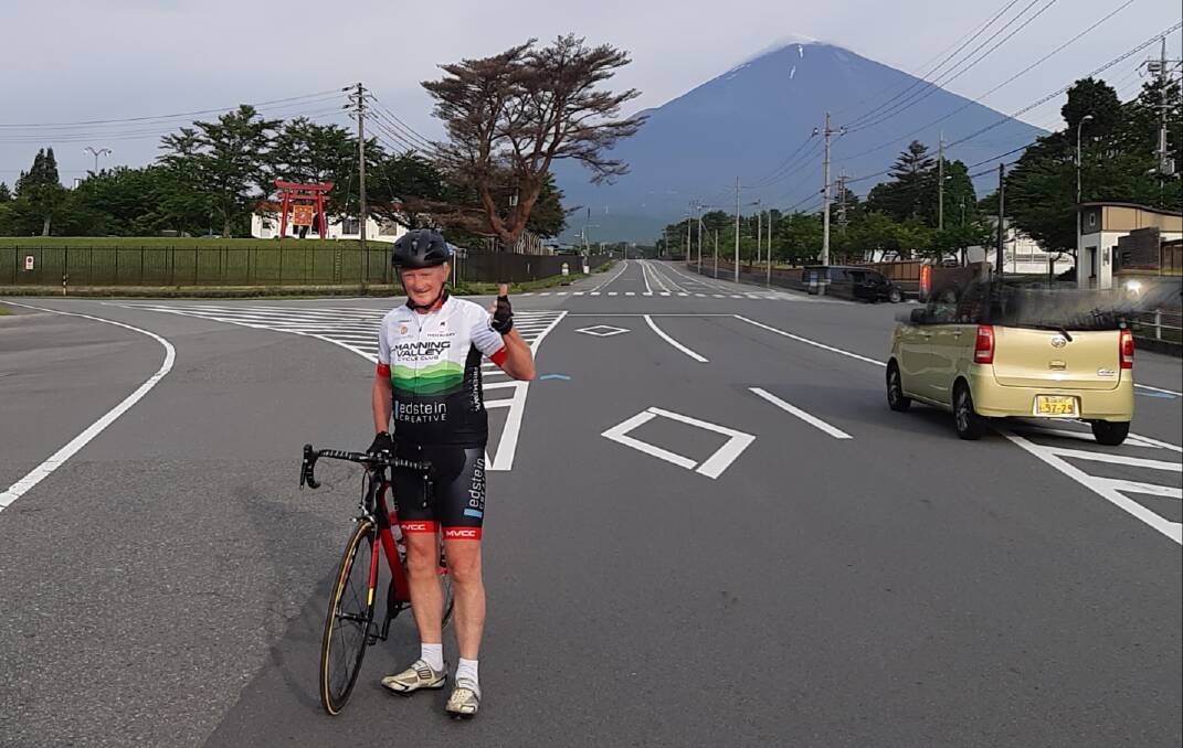 Bill Clinch, kitted out in his Manning Cycle Club gear, on a ride in Japan. 