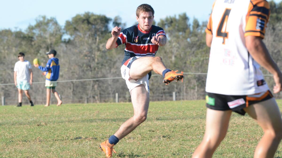 Halfback Tanna Hinton is in his debut season of first grade and is showing promise for the Old Bar Pirates.