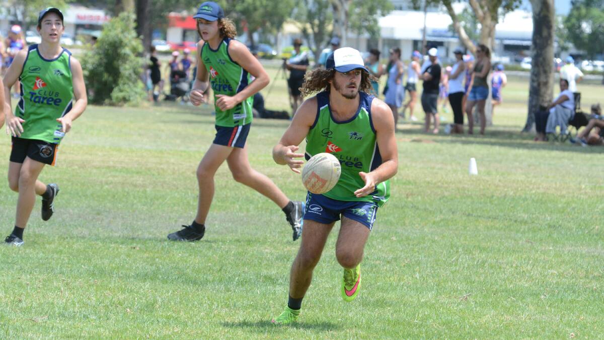 Joel Minihan sends out a pass playing for Taree under 18s in the Taree Touch representative gala day last January.  