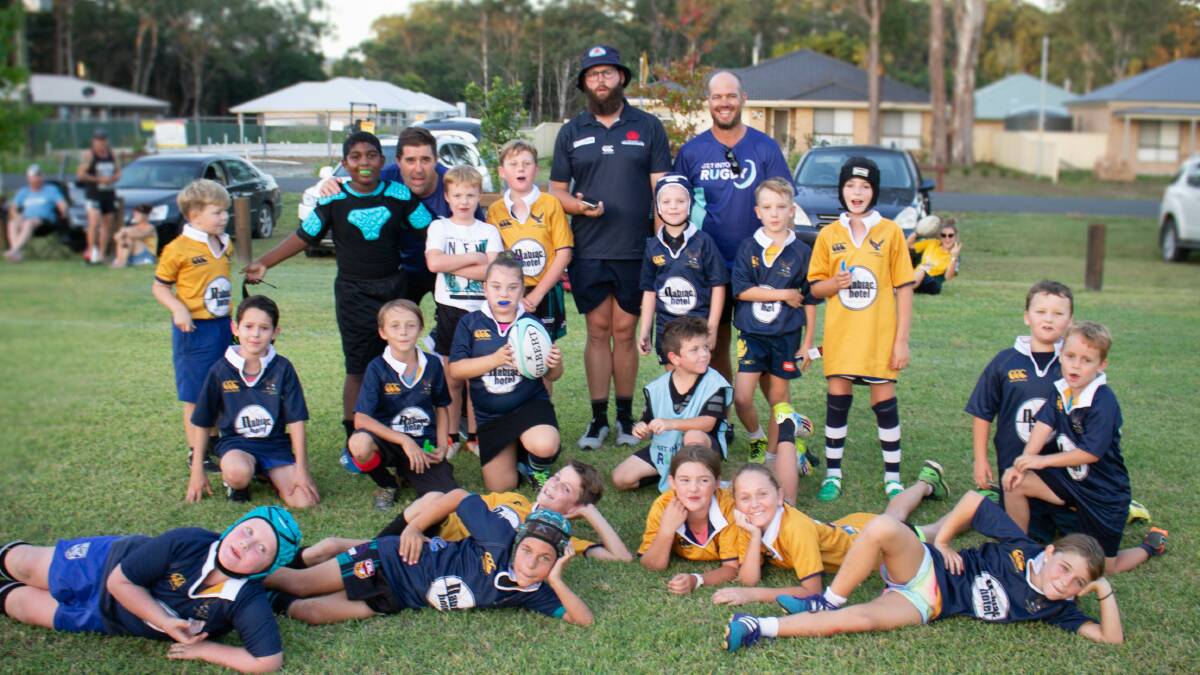 Numbers continue to grow in the junior rugby program at Nabiac played on Friday evenings. Photo Lindsay Woolnough.