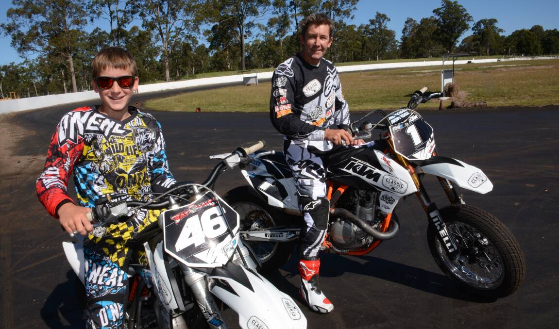 Olli and Troy Bayliss at the Old Bar Roadside Circuit last year.