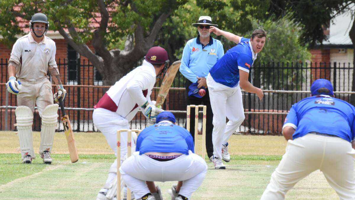 Taree West opening bowler Shane Manny in action in the clash against Macquarie last Saturday at the Johnny Martin Oval. The West will meet United at Johnny Martin tomorrow.