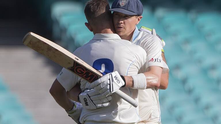 Blues opening pair Nick Larkin (109 not out) and Daniel Hughes (105 not out) posted their second double century stand of the Sheffield Shield season at the SCG on Saturday.