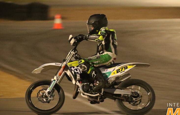 Taree Motorcycle Club rider Hayden Nelson on track in the second round of the Australian Supermoto Championship.