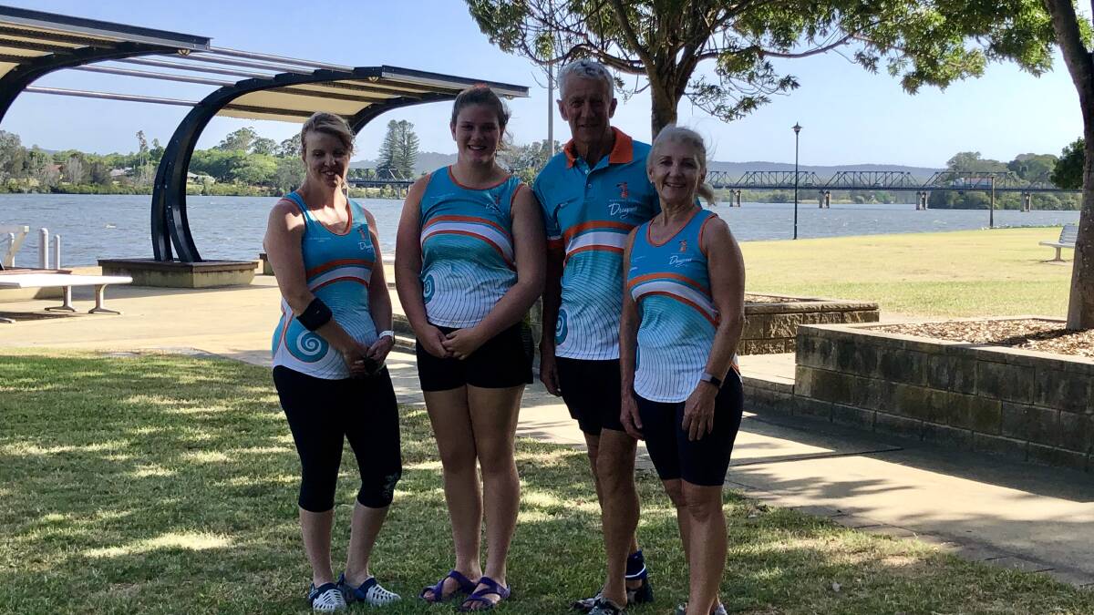  In training: Manning River Dragons Julie Adamson, Jade Page, Warren Blanche and Maureen Pratten for the State v State Competition at the 2019 Australian Championships.