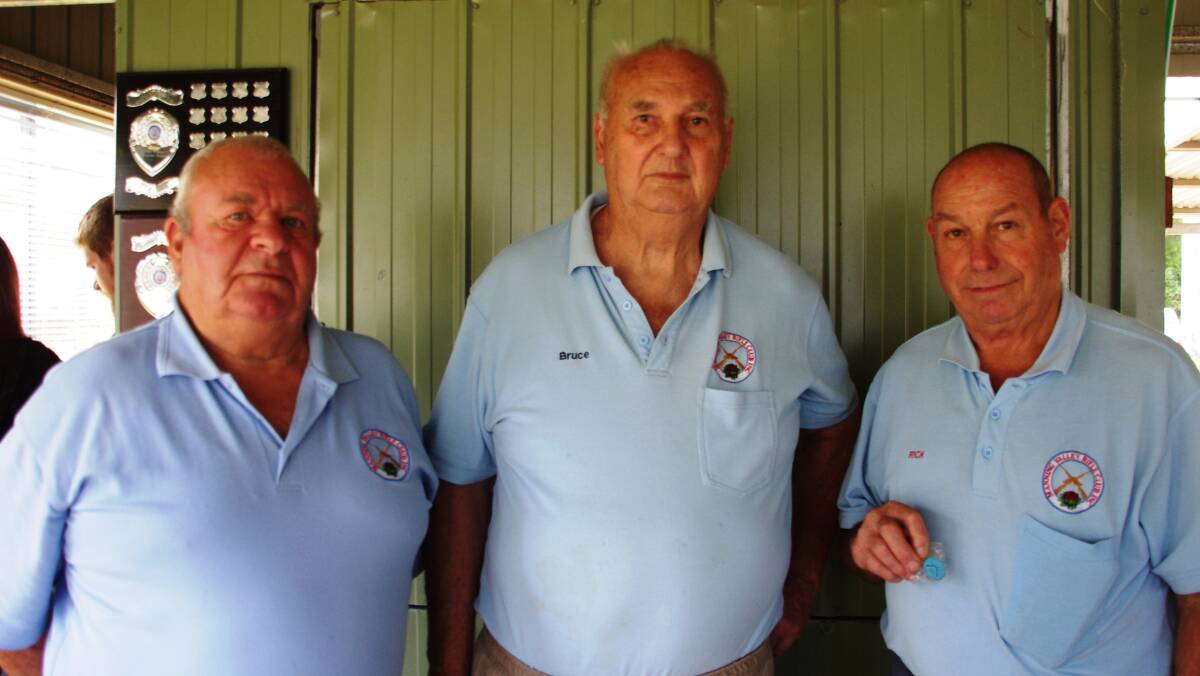 Manning Valley Rifle Club captain Bruce Barlin flanked by life members Dick Whitmill and Rick Fazio.