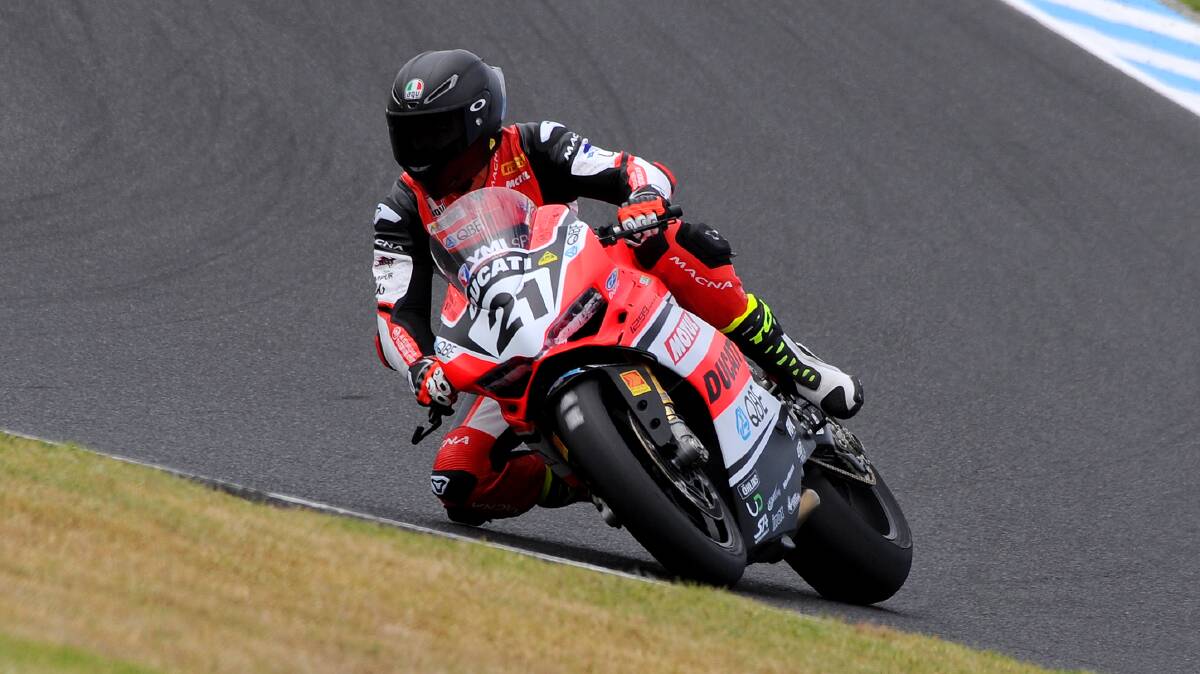 Troy Bayliss on track this week at Phillip Island. Photo Russell Colvin.