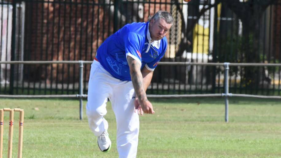 Ryan Williams bowling for Taree West in a match at Johnny Martin Oval. There are doubts that the Martin Oval will be in a suitable condition for cricket this season.