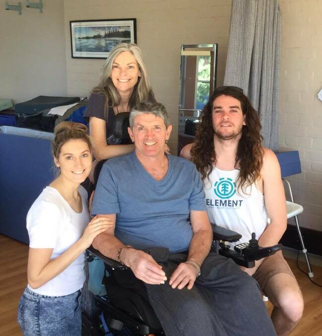 My family: Tony Wright continues his rehabilitation with the support of his wife Leanne, daughter Tayla and son Joe along with the wider Port Macquarie-Hastings community. 