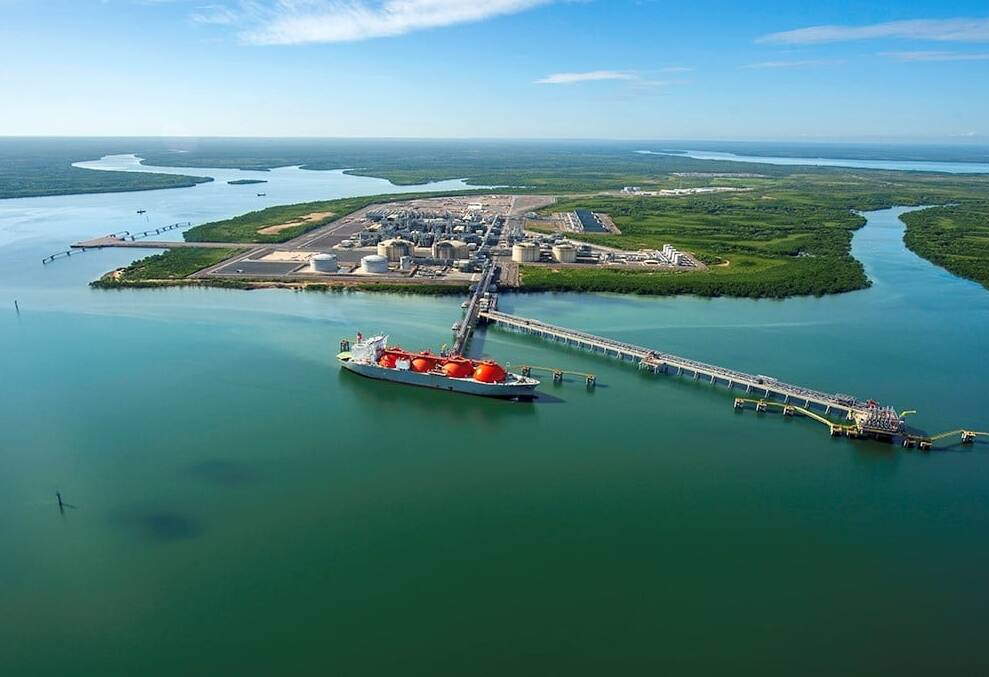 Compressed gas is transported from the Northern Territory to Japan from a massive factory in Darwin Harbor. Picture: Inpex.