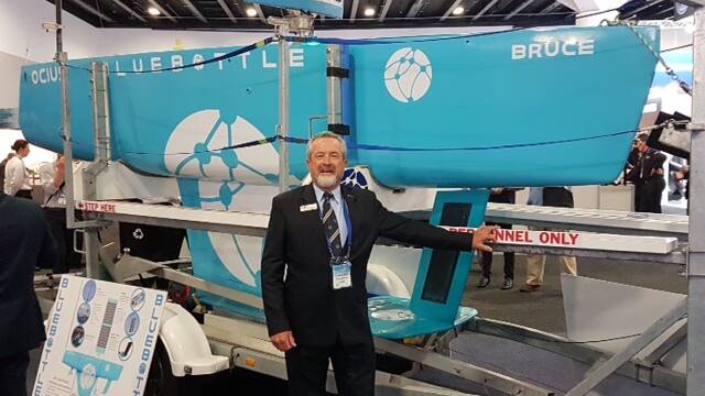Alan pictured with the award-winning Bluebottle at Pacific 2017.