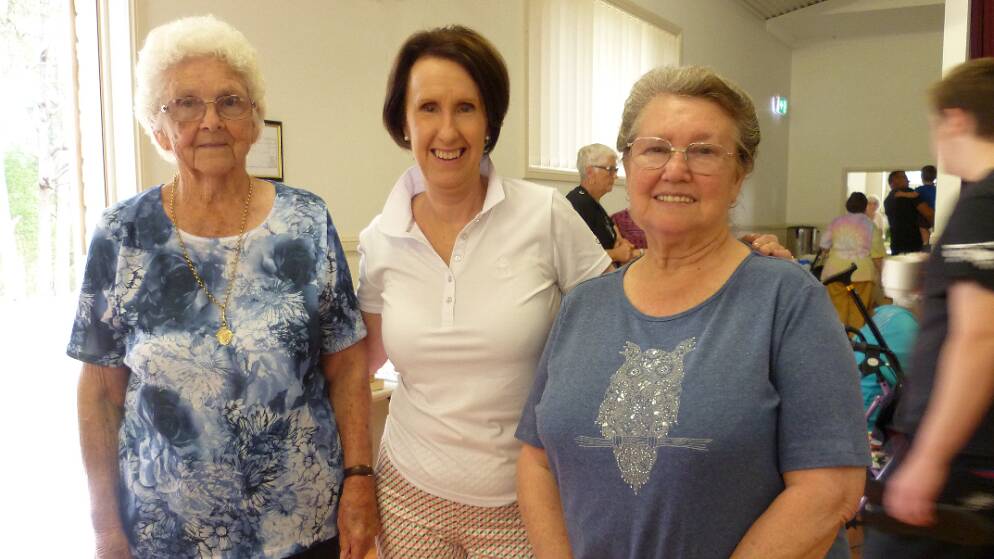 Market day: Lansdowne Hall trustee Valerie Evenden, State MP for Port Macquarie Leslie Williams and hall trustee Margaret Haddon.