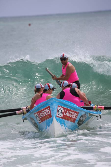 Taree Old Bar Surf Life Saving Club boat crew competing at South West Rocks. Photo: SLS NSW.