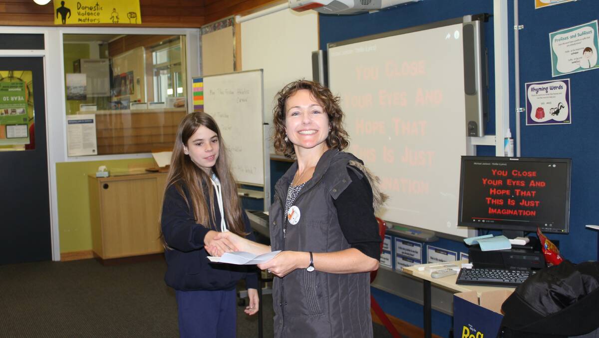 Year seven student Jazz Bishell with year seven advisor Micheala Sawtell.