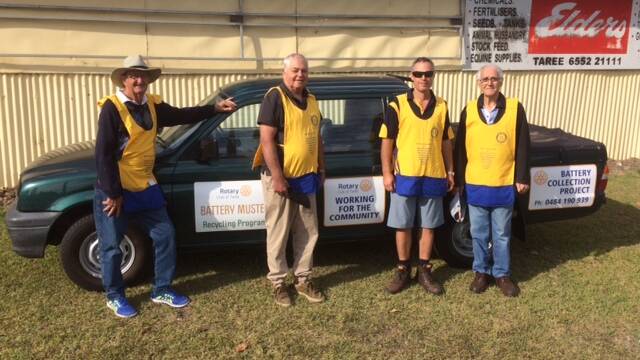 Rotarians Brian Hole, Murray Difford, Mark Drury and Les Hogarth with the club's battery muster vehicle.
