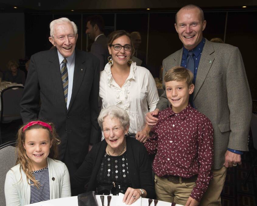 Alan and Judy Cowan with their family Sara, Geoff, Sofia and Charlie, who were visiting from America and joined them for the Rotary Club of Taree 80th anniversary celebrations in 2017. Photo Ashley Cleaver/Cleavers Images