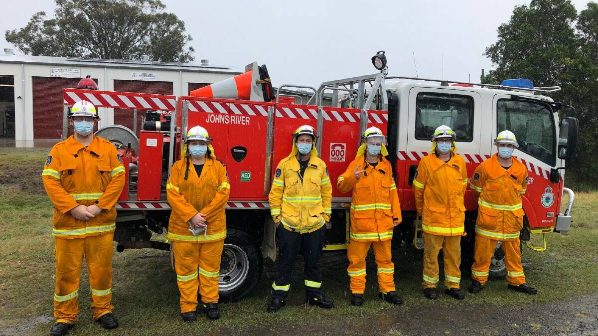 Johns River RFS ew recruits (Tim, Jaiden, Amie, Brendan, Micah and Zac) just after the completion of their training at Tuncurry. 