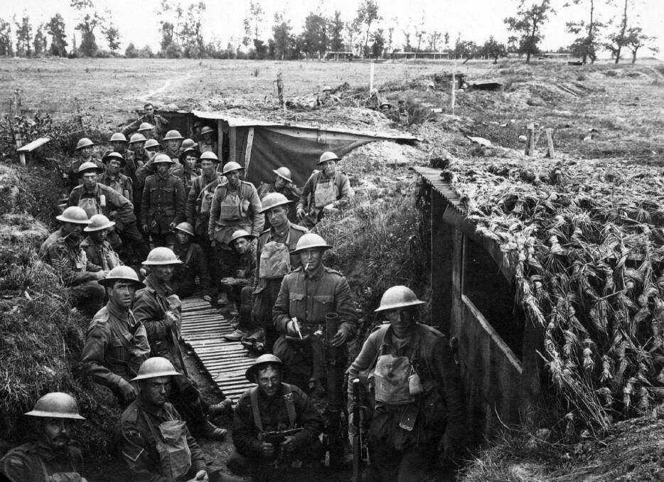 Men of the 6th Australian Battalion in the front line near Lihons, France in August 1918.