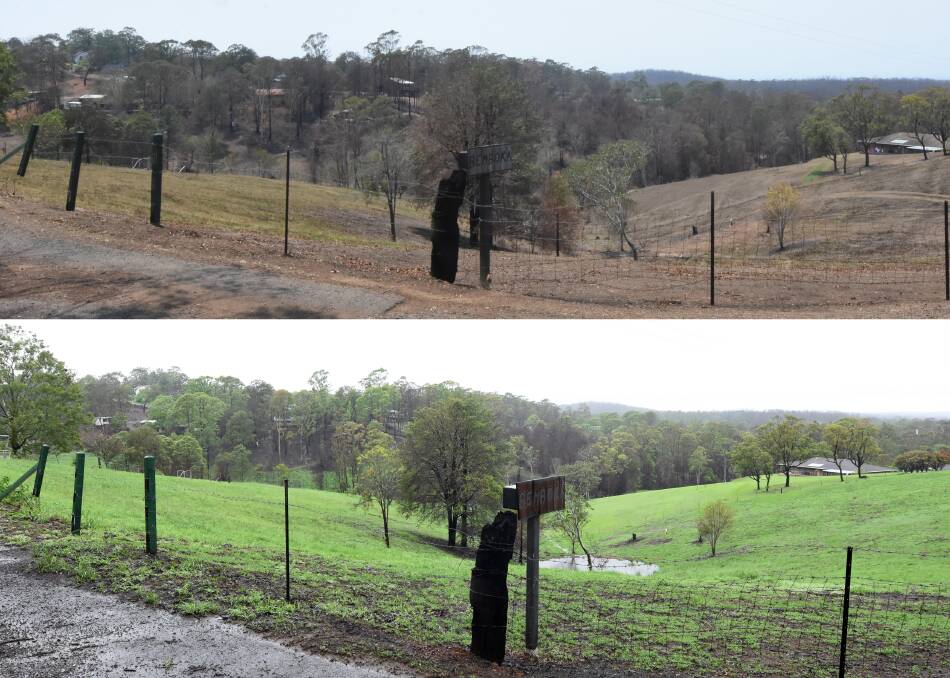 What a difference rain makes - before and after. Photo by Scott Calvin