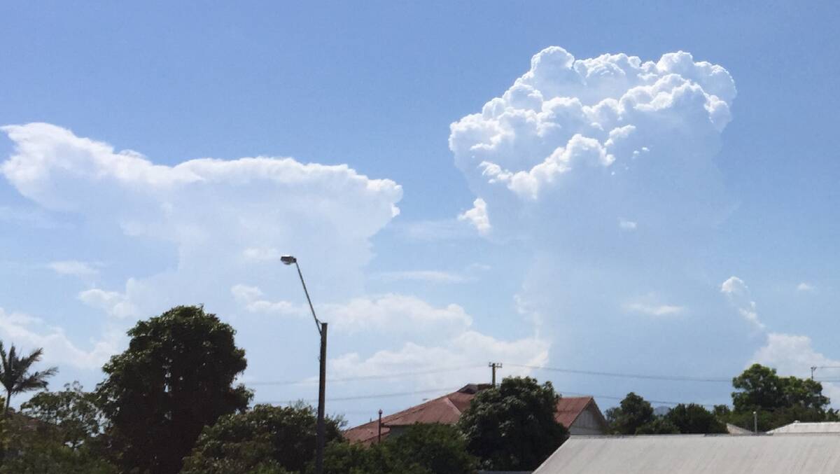 A storm building over Taree on Monday afternoon.