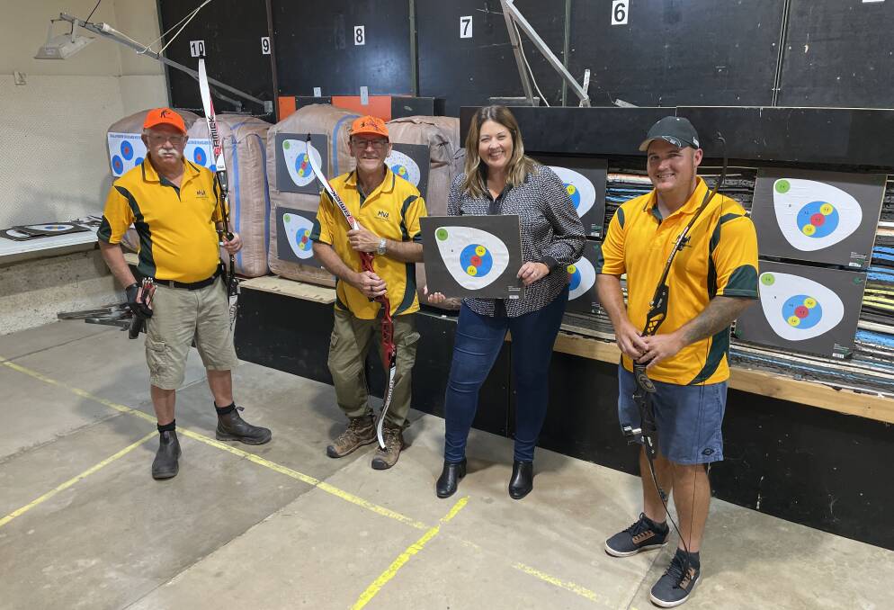 Myall Lakes MP Tanya Thompson visited the Mountain View Archery Club at Wingham Showground for the funding announcement. Picture supplied.