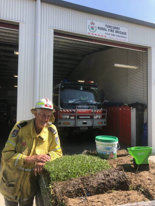 John Knox Deputy, captain of Tuncurrry RFS, with the turf delivered by Earl's Turf.