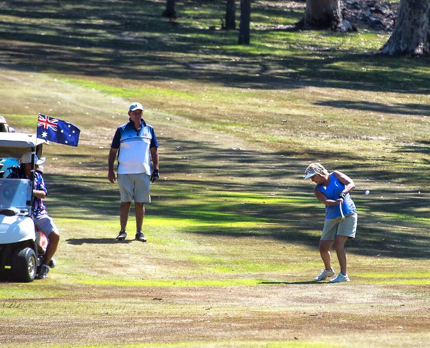 the 2019 Taree Rotary charity golf day, when there was some green on the fairway. Photo Ashley Cleaver/Cleavers Images