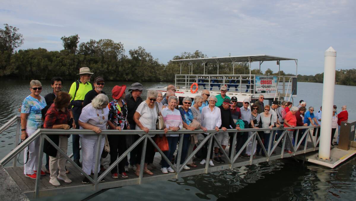 Taree Probus members and friends about to board the cruise boat at Nambucca Heads.