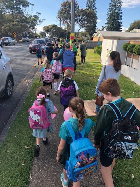 Old Bar students take National Walk Safely to School Day in their stride