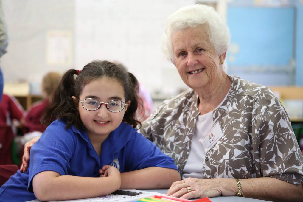 Taree West Public School student Emily Hinten with her grandmother Barbra Hinten.