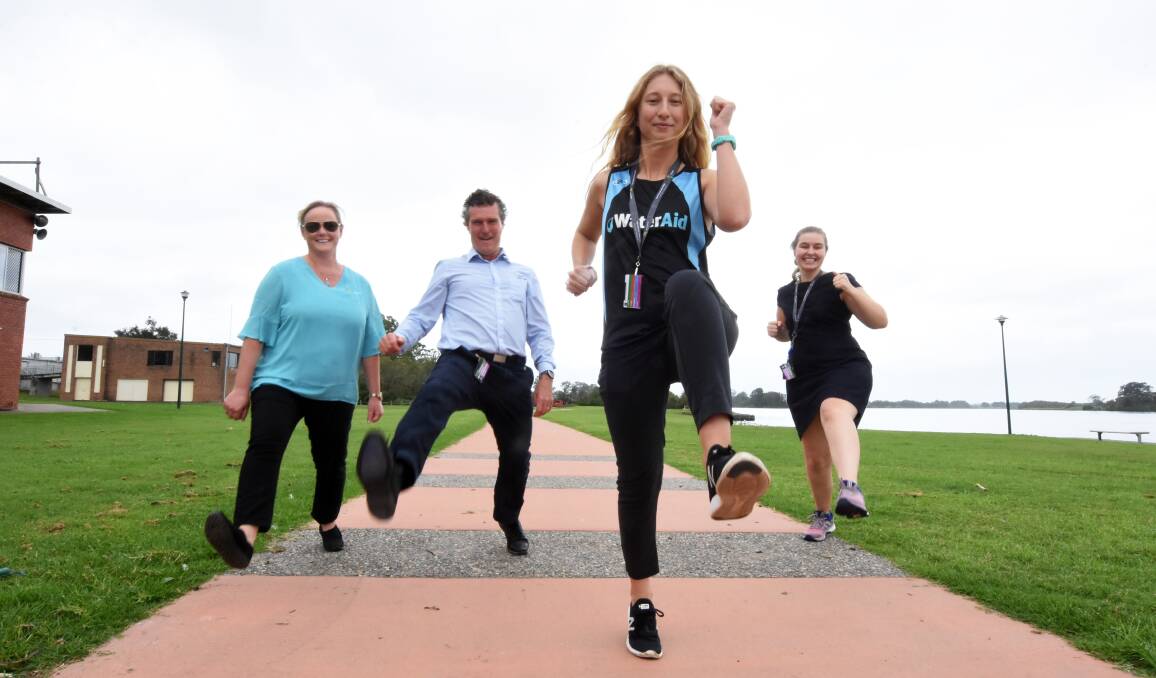 MidCoast Council walkers Lisa Andersons, Adam Turville, Rachael Abberton (in front), Laura Polson take to the track. Photo Scott Calvin