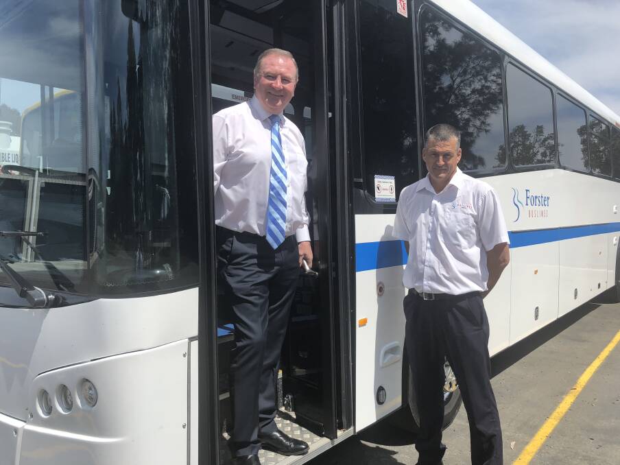 Local members, Stephen Bromhead speaks with Andrew Jones of Forster Buslines about the improved services.