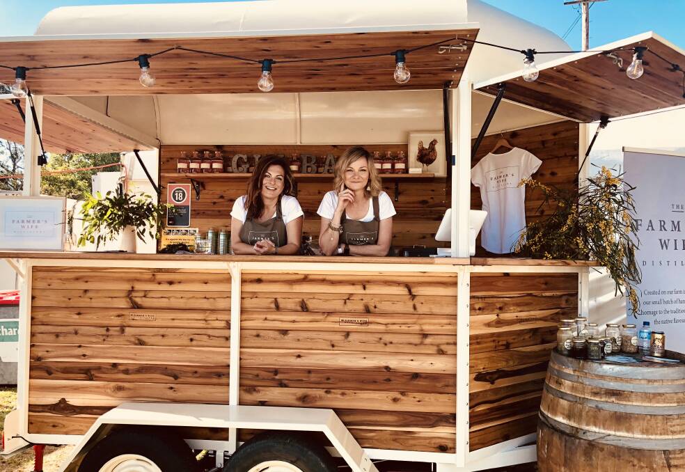 Official launch: Belinda O'Bryan with Kylie Sepos in the gin cart at the Stroud Show. Photo supplied