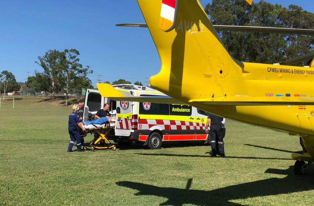 Transferring at Gloucester hospital. Photo courtsey of Westpac Helicopter Service