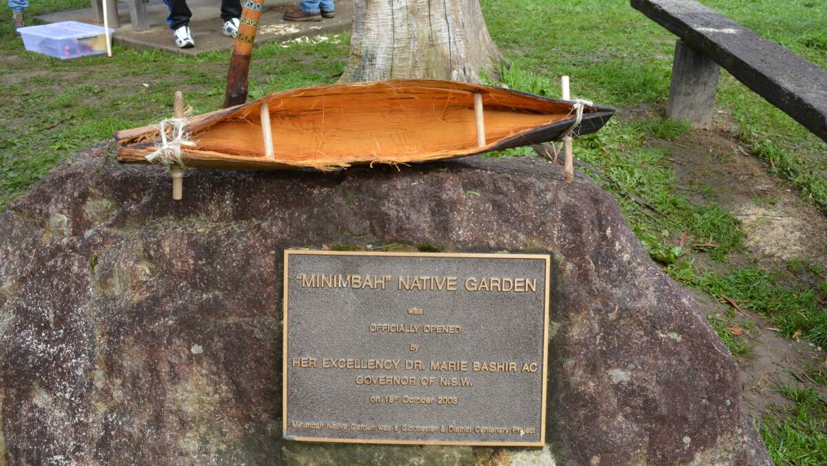 A small stringy bark canoe (guuyang) that was made during the camp.