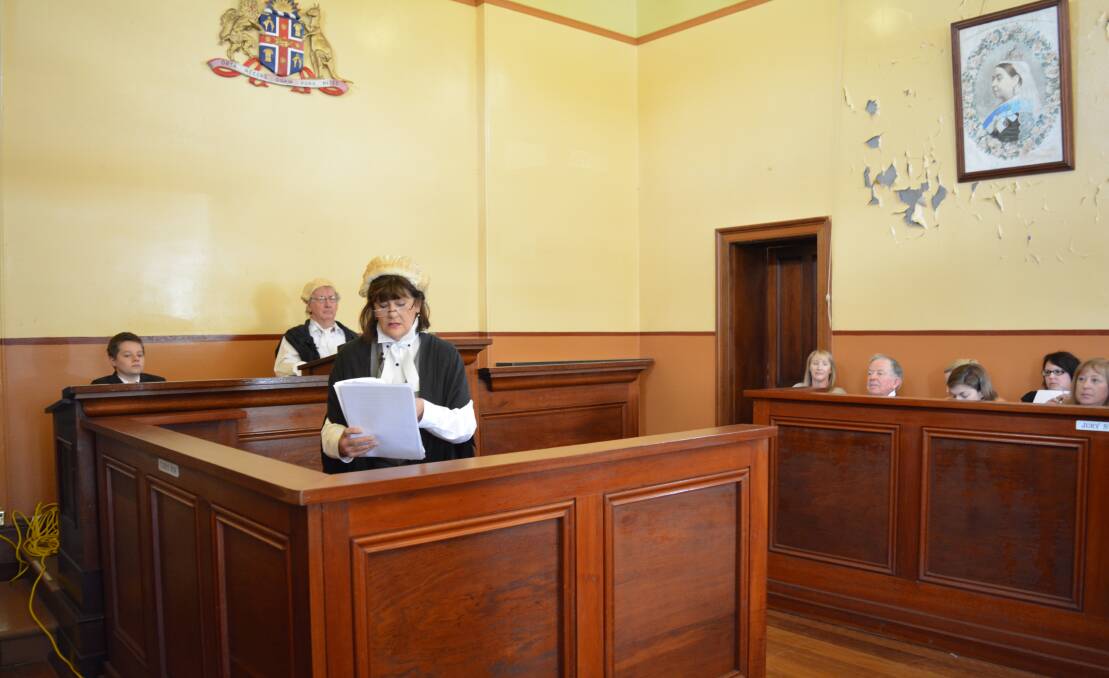 Local actors and students assisted with the courtroom reenactment, under the direction of Anne Frost. Photo: Anne Keen