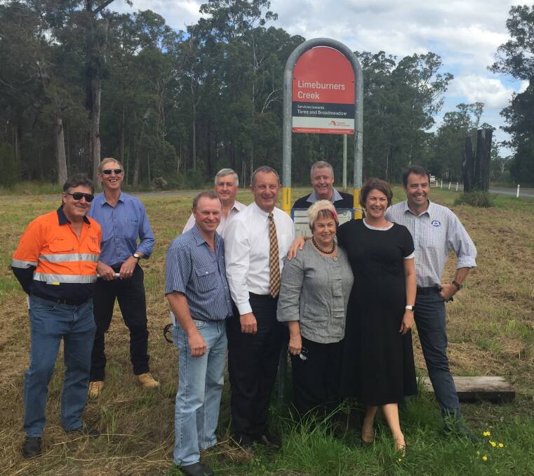Fixing our roads: Members of the community join Melinda Pavey and Michael Johnsen for the announcement at Limeburners Creek. Picture: Supplied