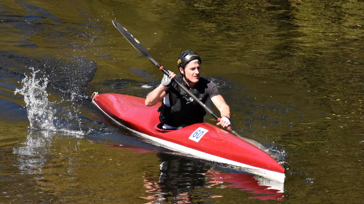 Brett Radford at the end of the kayak leg. Photo Scott Calvin