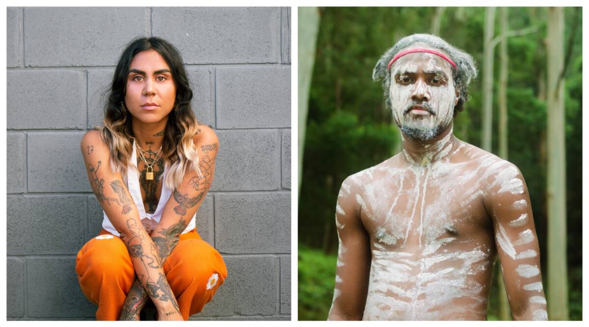 Artist, Jenna-Rose Orcher (photo credit Rose Werle) on the left and a still from Ryan Andrew Lee's 'Wonnarua'. 