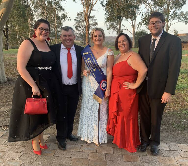 Baldwin family at the Sydney Royal Showgirl Zone 5 Competition - Josephine, Craig, Hannah, Annette and Kenneth. Photo supplied
