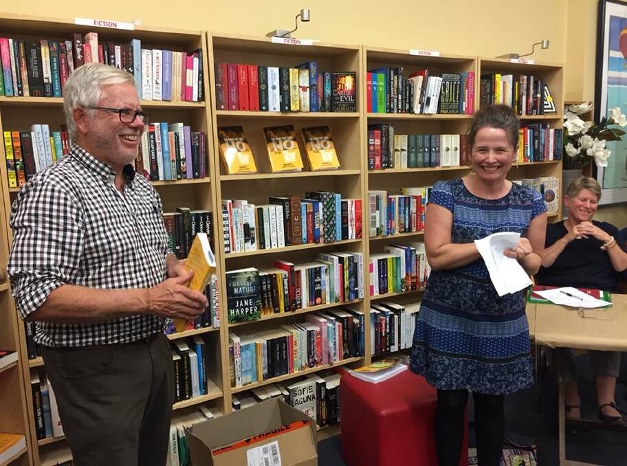 John Watts and one of his guest speakers, Jennifer O'Neill at the Gloucester book launch at The Gloucester Bookshop. Photo supplied
