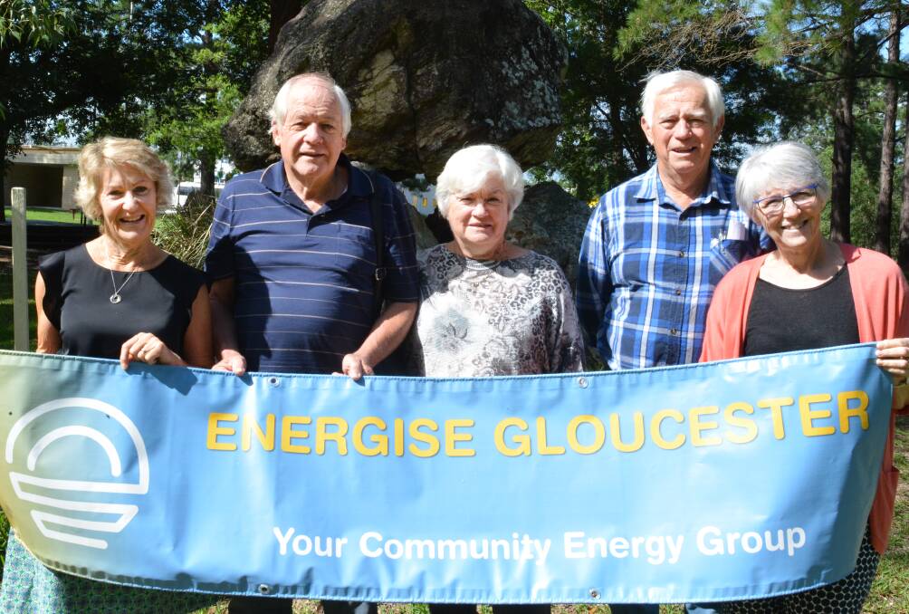 Energise Gloucester members Vicki Coombes, David and Kerry Marston, Peter Pfister and Di Montague prepare for the project. Photo Anne Keen 