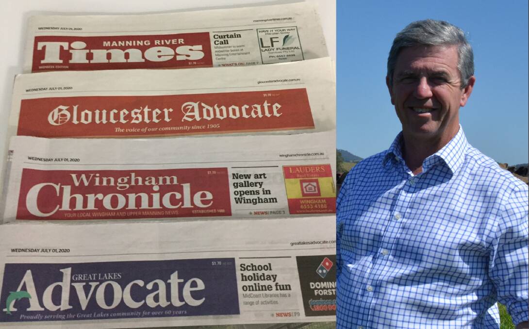 David Gillespie is supporting regional media in his electorate by placing a regular advertisement in the newspapers. 