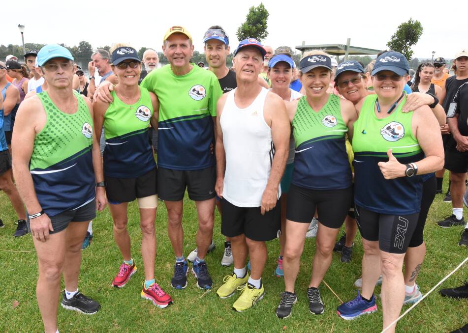 Forster Runners join forces to take on the early morning on the Taree foreshore. Photo Scott Calvin