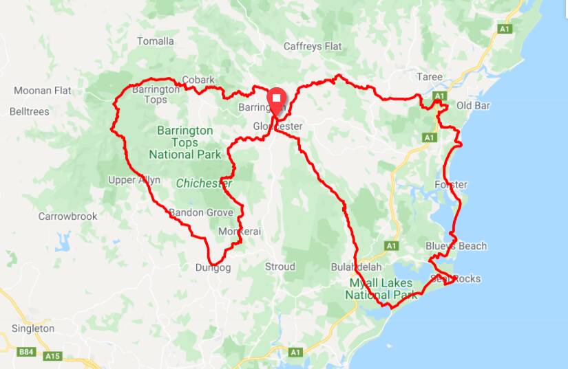 The Barrington Coast 500 route is 520 kilometres but is essentially broken up in two loops. 