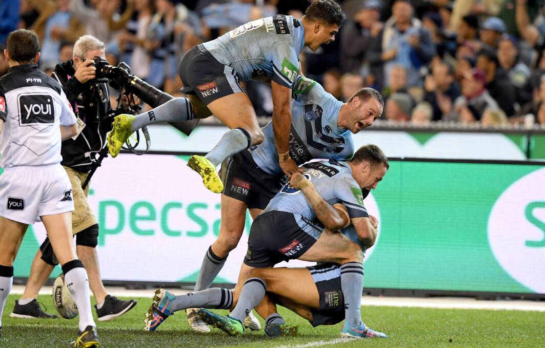 TRY TIME: Josh Addo-Carr scores for NSW.