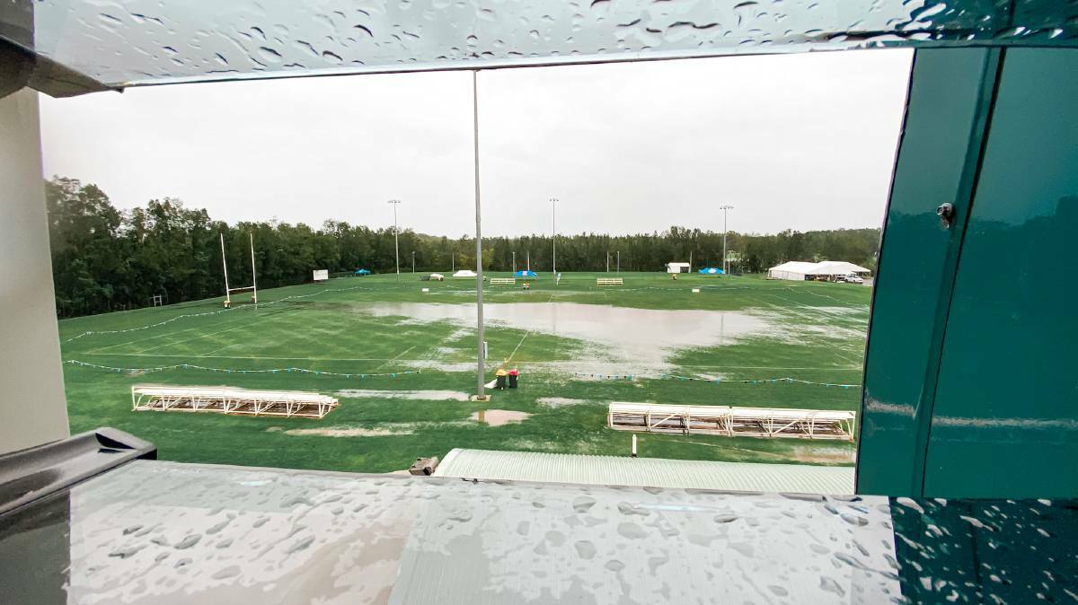 Soggy: Field one at Regional Stadium was waterlogged by midday on Saturday. Photo: NSW Touch