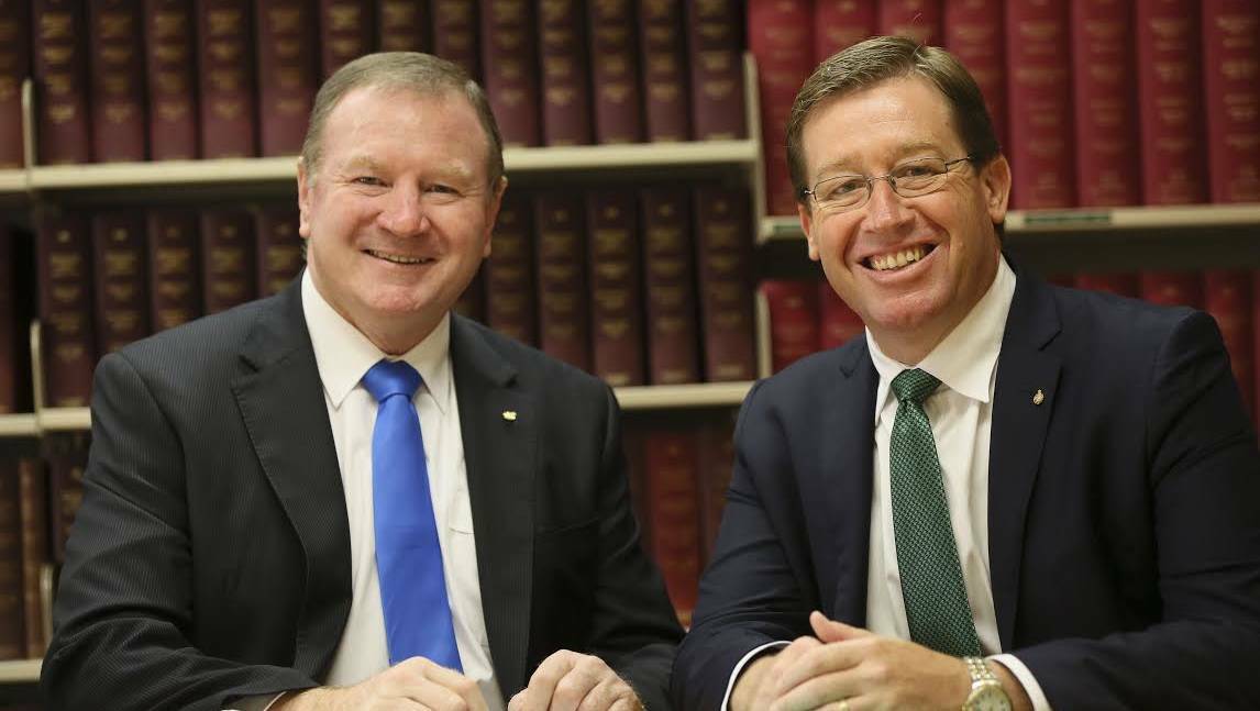 Member for Myall Lakes Stephen Bromhead and deputy preimier Troy Grant. 