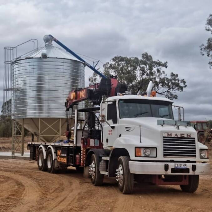 In addition to silo construction and sales, Allora Silos provides a reliable and efficient general carrying solution through its truck/crane hire service on the Darling Downs. Picture supplied